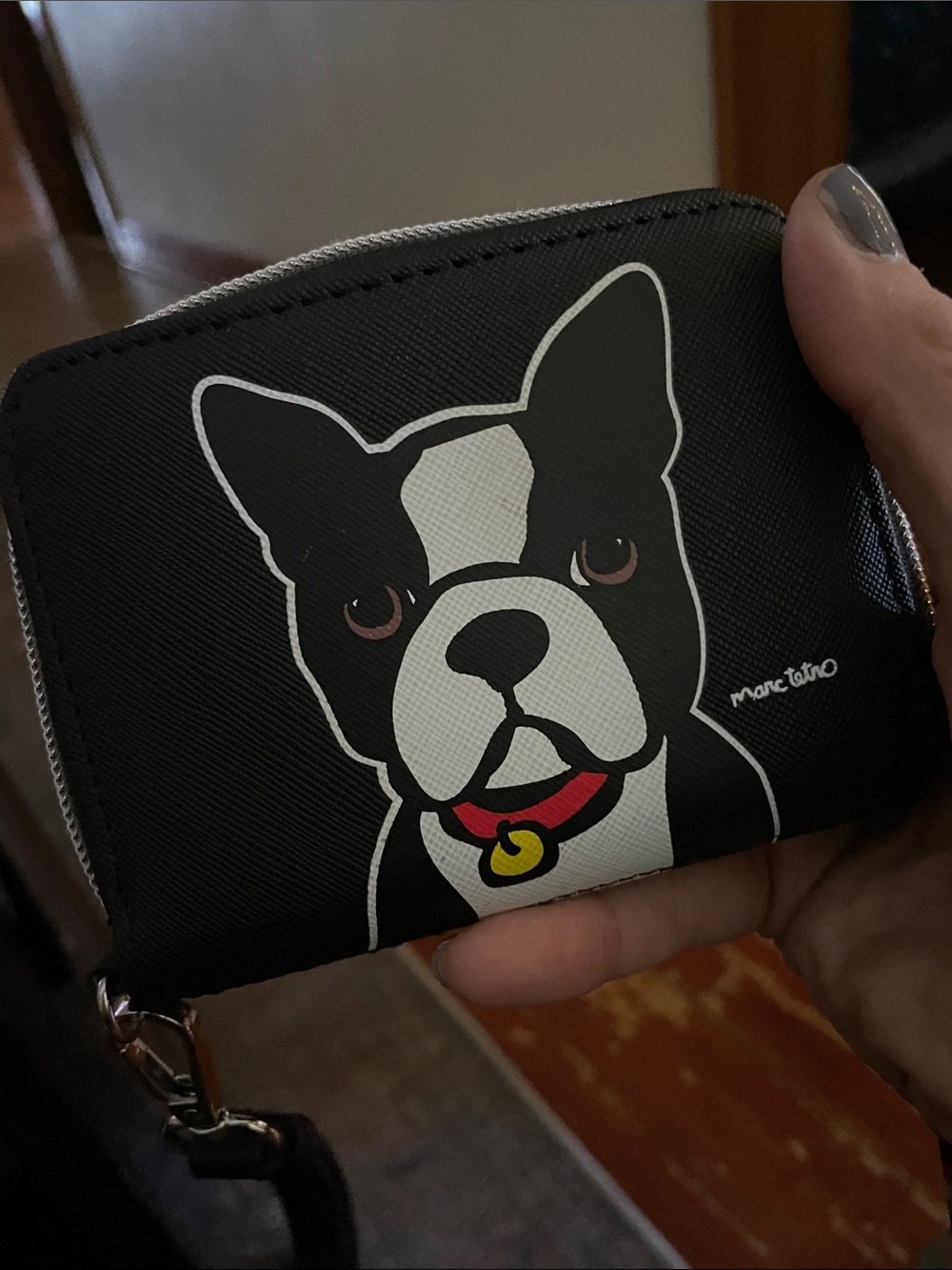 Boston terrier Black Dog-Graphic Zip Wallet - Black